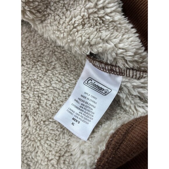 Coleman Mens XL Brown Sherpa-Lined Sweater With Pocket Workwear Warm Outdoors - Picture 10 of 12